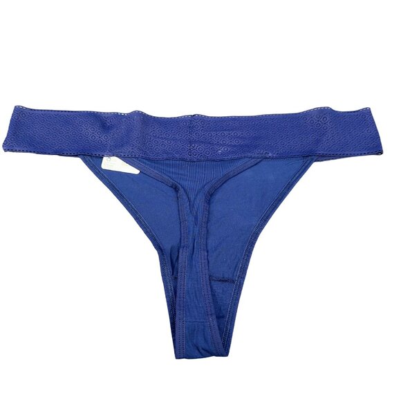 Jockey Women's Size XL 8 Panty Thong Soft Touch Lace Waistband Blue New - Picture 2 of 9